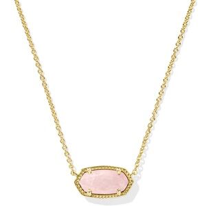 Kendra Scott Elisa Gold Pendant Necklace in Rose Quartz